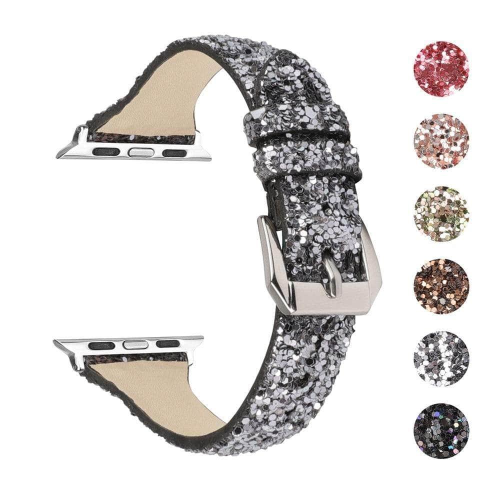 Bling Glitter Leather Band Apple Watch Band 6 5 4 3 2 SE 44/42/40/38