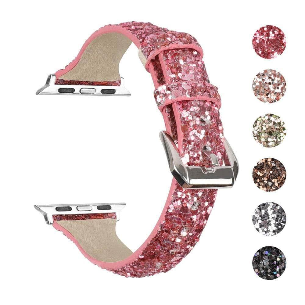 Bling Glitter Leather Band Apple Watch Band 6 5 4 3 2 SE 44/42/40/38
