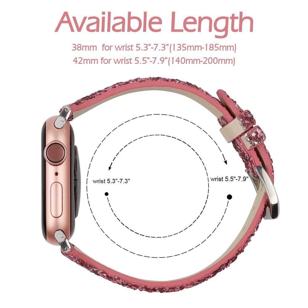 Bling Glitter Leather Band Apple Watch Band 6 5 4 3 2 SE 44/42/40/38