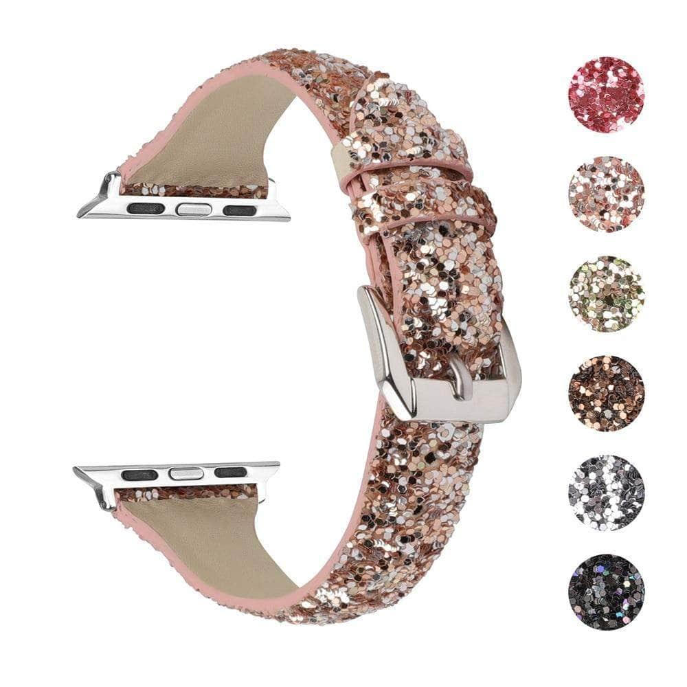 Bling Glitter Leather Band Apple Watch Band 6 5 4 3 2 SE 44/42/40/38