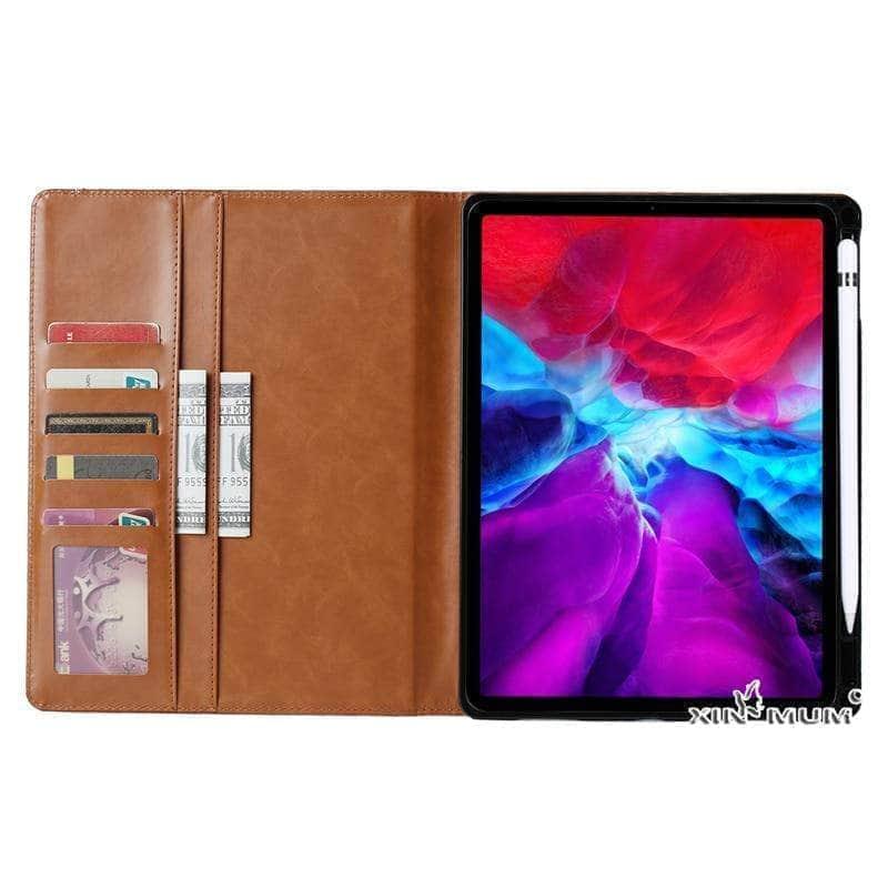 Business Flip Leather Case iPad Pro 11 12.9 2020 Pen Holder Card Slot