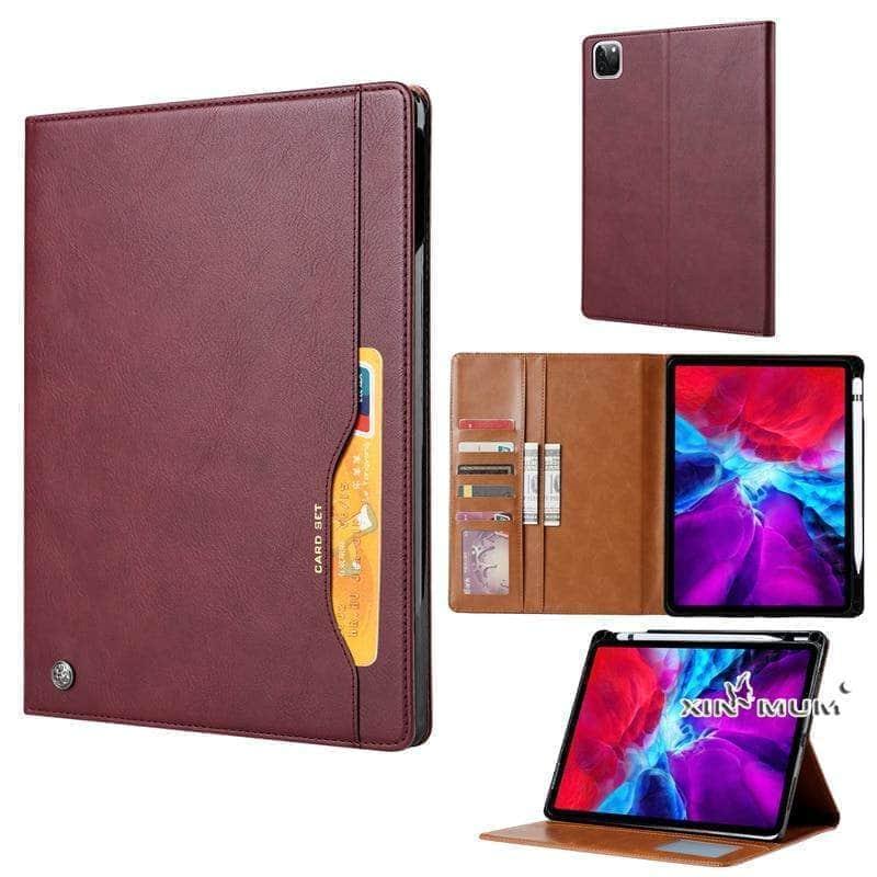 Business Flip Leather Case iPad Pro 11 12.9 2020 Pen Holder Card Slot
