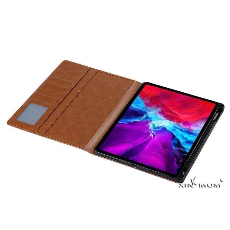 Business Flip Leather Case iPad Pro 11 12.9 2020 Pen Holder Card Slot