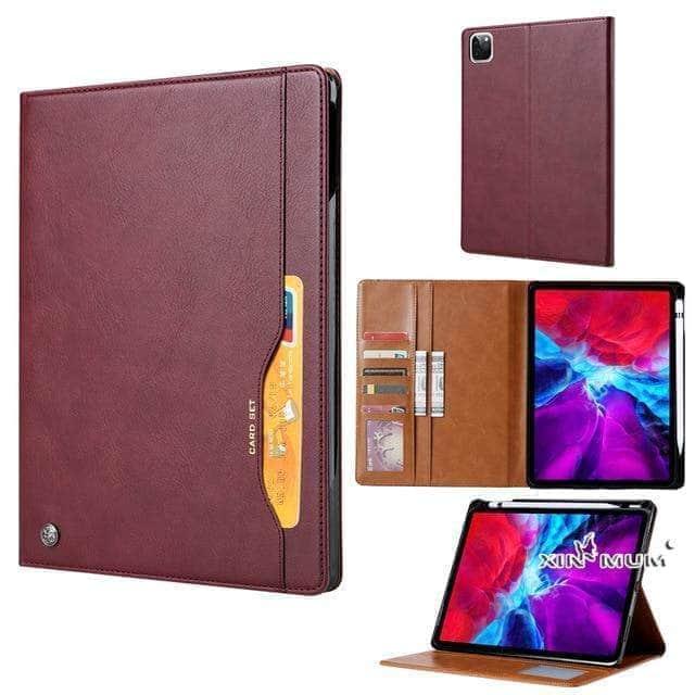 Business Flip Leather Case iPad Pro 11 12.9 2020 Pen Holder Card Slot