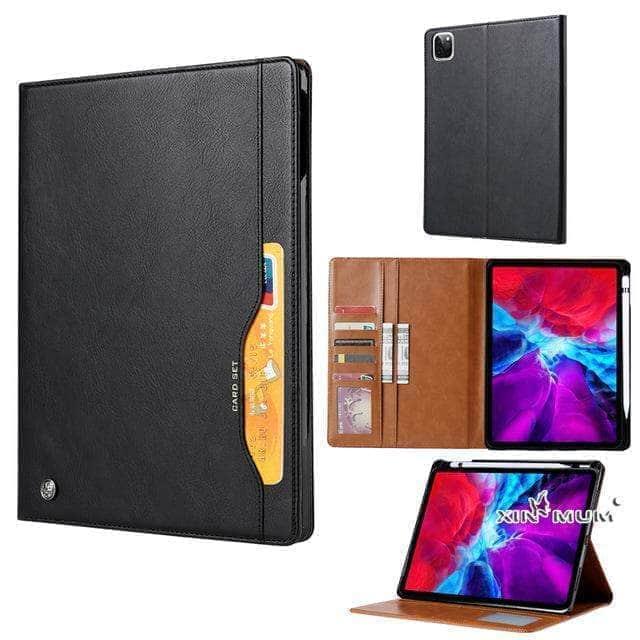 Business Flip Leather Case iPad Pro 11 12.9 2020 Pen Holder Card Slot
