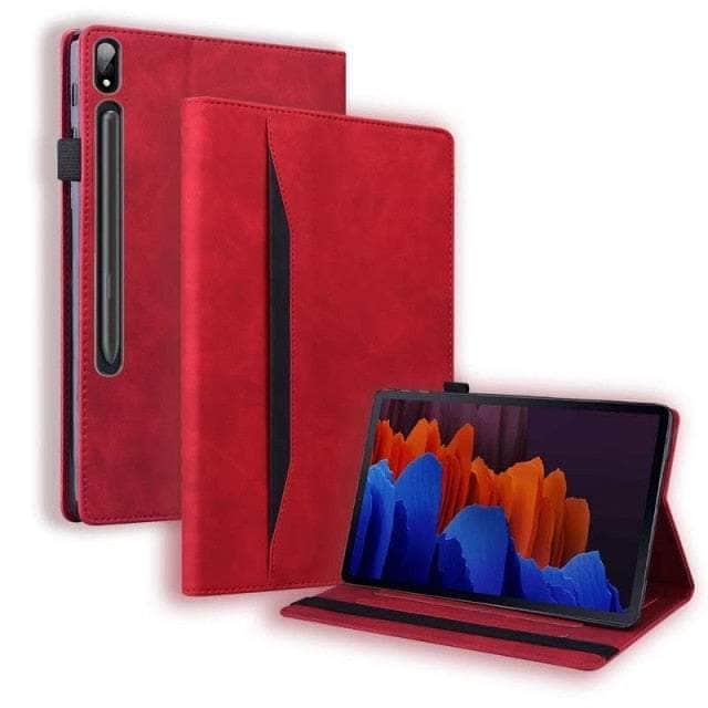 CaseBuddy Australia Casebuddy Red Business Galaxy Tab S8 Plus X800 PU Leather Wallet Stand