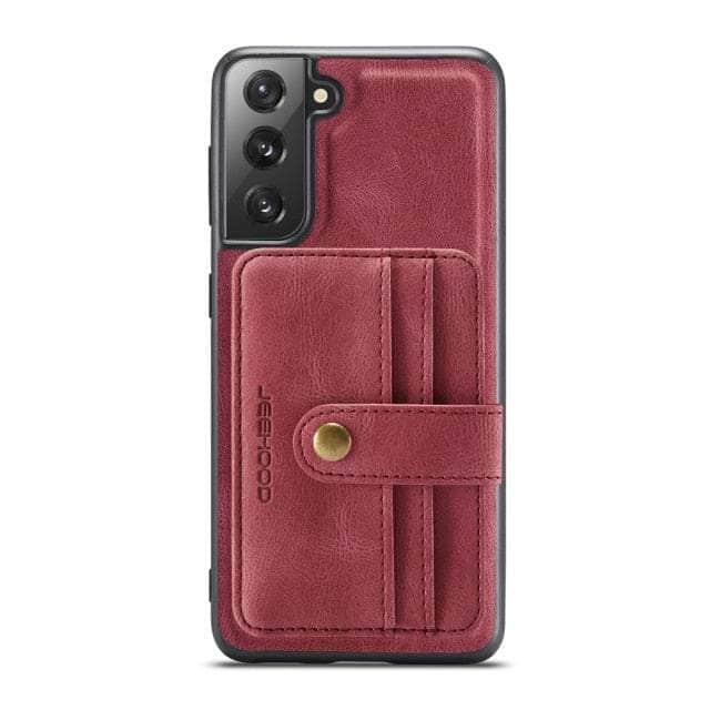 CaseBuddy Australia Casebuddy S22 Ultra / Red Card Slot Leather Galaxy S22 Ultra Case