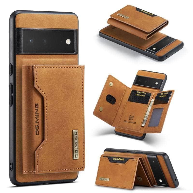 Casebuddy For Pixel 6 / Brown 2 in 1 Detachable Pixel 6 Card Pocket Wallet