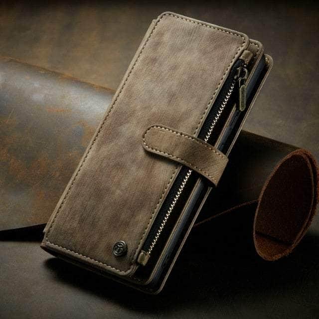 CaseBuddy Australia Casebuddy for Galaxy S22 Ultra / Brown CaseMe Galaxy S22 Zipper Wallet Leather Case