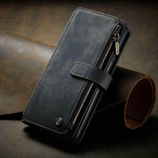 CaseBuddy Australia Casebuddy for Galaxy S22 Ultra / Black CaseMe Galaxy S22 Zipper Wallet Leather Case