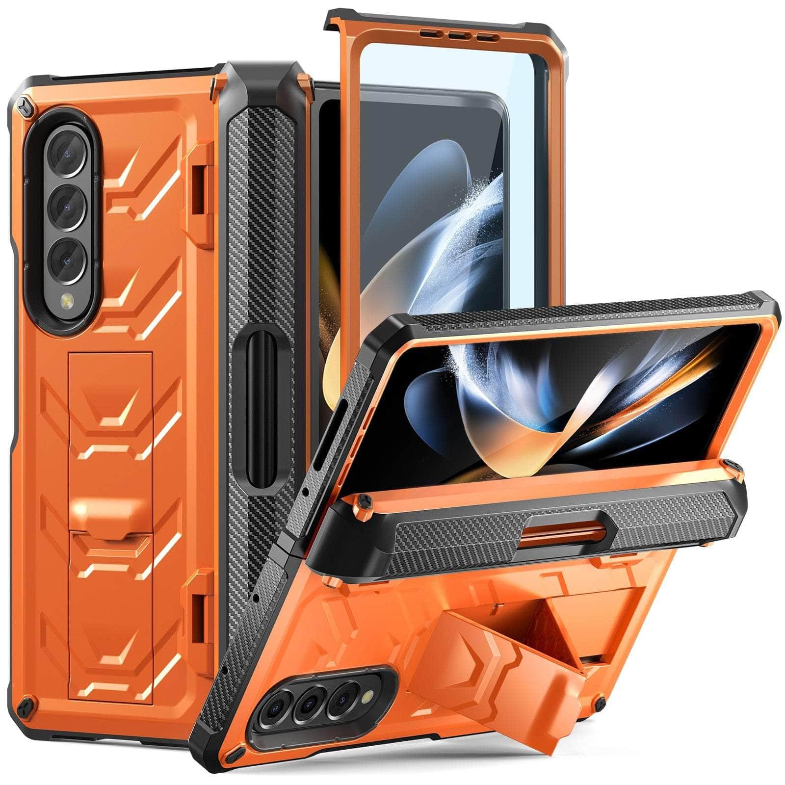 Casebuddy for Galaxy Z Fold 4 / Orange Galaxy Z 4 Fold Full-Body Dual Layer Rugged Case