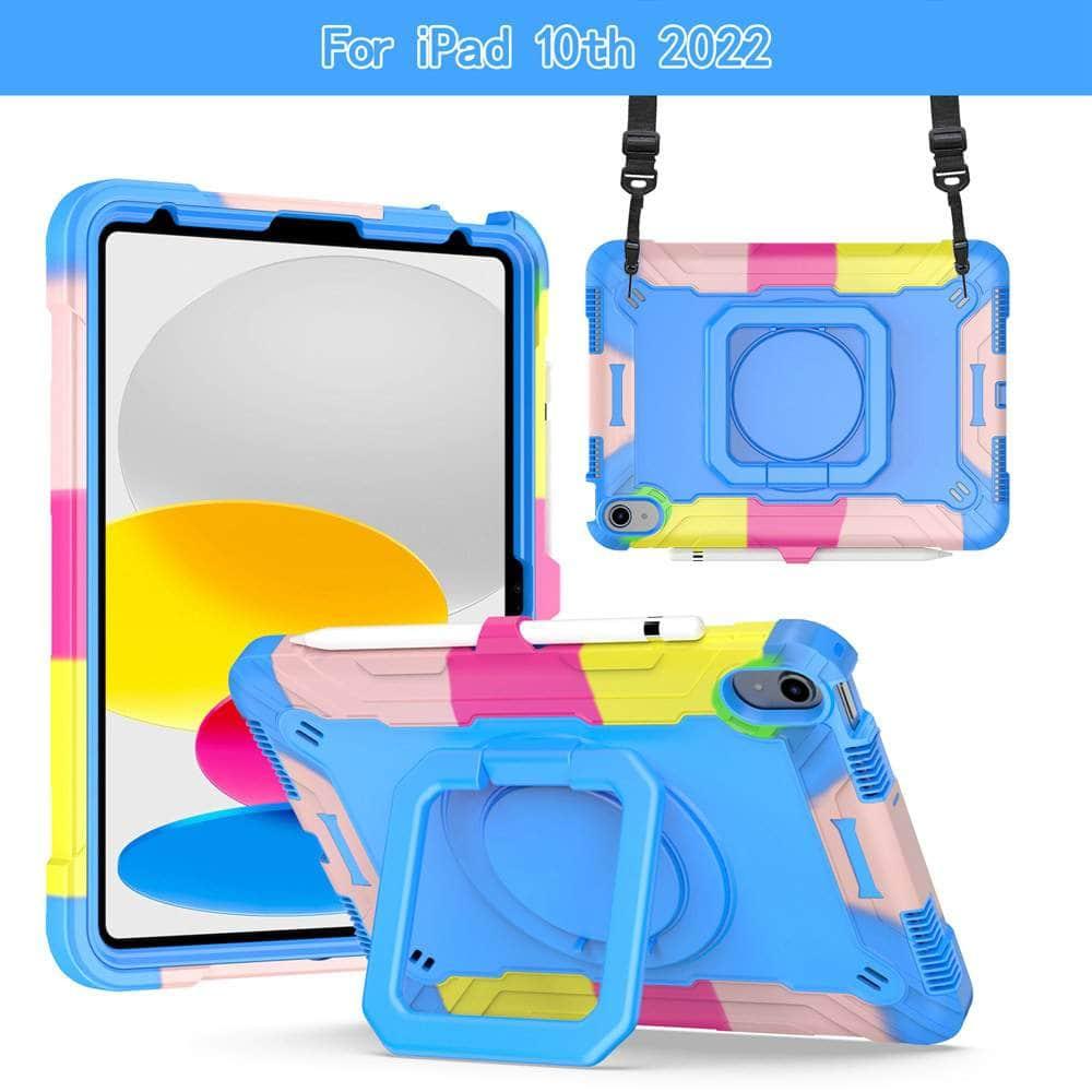 Casebuddy Color Blue / iPad 10th 2022 iPad 10 2022 Armor Shockproof 360 Holder Stand Case