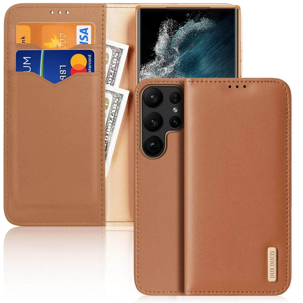 Casebuddy Brown / For Galaxy S23 Real Genuine Galaxy S23 Leather Cases