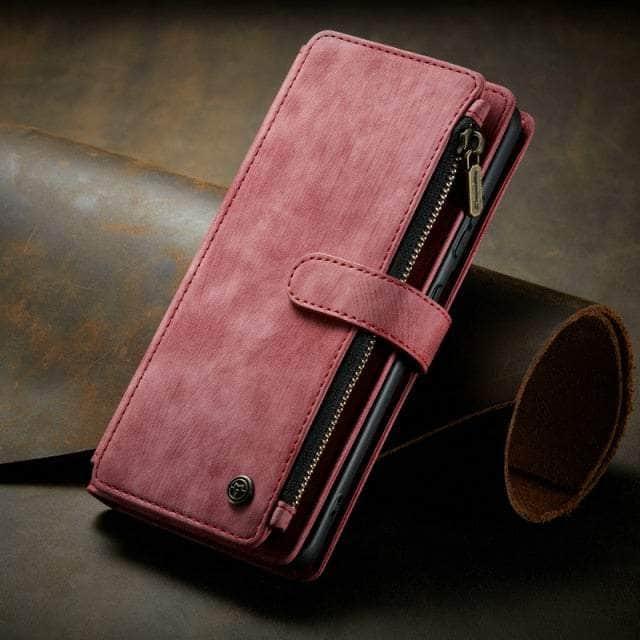 CaseBuddy Australia Casebuddy for Galaxy S22 Ultra / Red CaseMe Galaxy S22 Zipper Wallet Leather Case