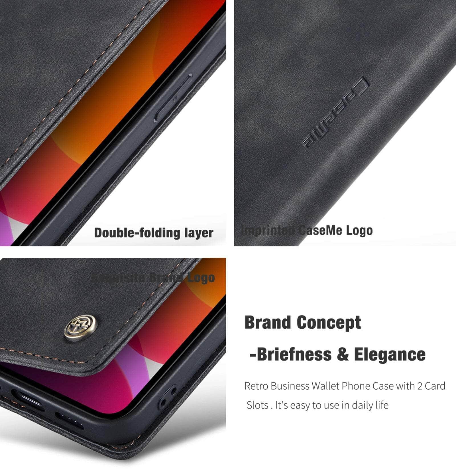 Casebuddy CaseMe iPhone 14 Max Retro Magnetic Card Leather Wallet