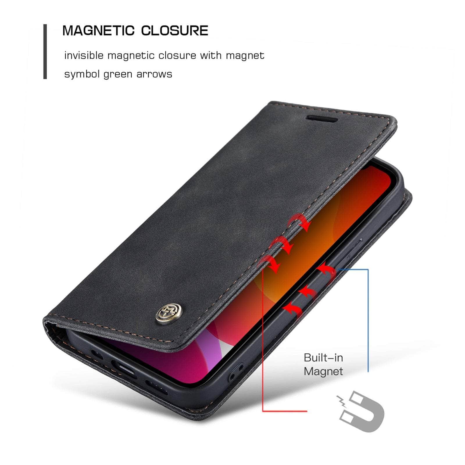 Casebuddy CaseMe iPhone 14 Pro Max Retro Magnetic Card Leather Wallet