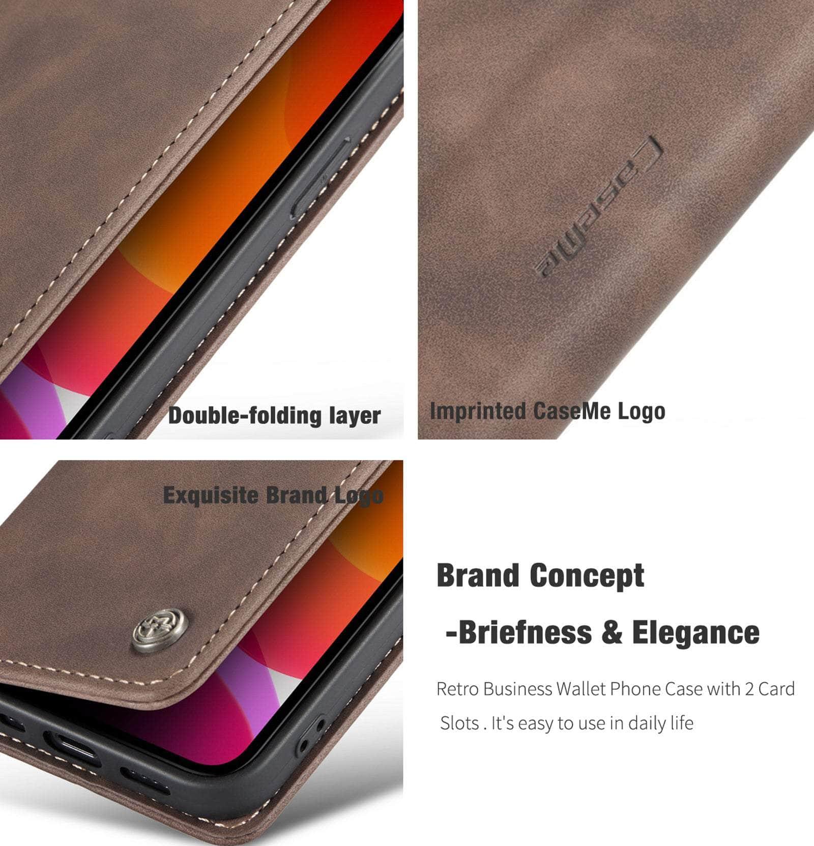 Casebuddy CaseMe iPhone 14 Retro Magnetic Card Leather Wallet