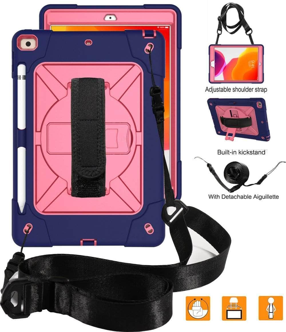 CaseBuddy Casebuddy Conelz iPad 10.2 2019/2020 (iPad 7/8) Heavy Duty Rugged Shockproof 360 Rotatable Kickstand Hand Strap Case