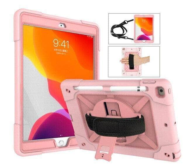 CaseBuddy Casebuddy RoseGold Conelz iPad 10.2 2019/2020 (iPad 7/8) Heavy Duty Rugged Shockproof 360 Rotatable Kickstand Hand Strap Case