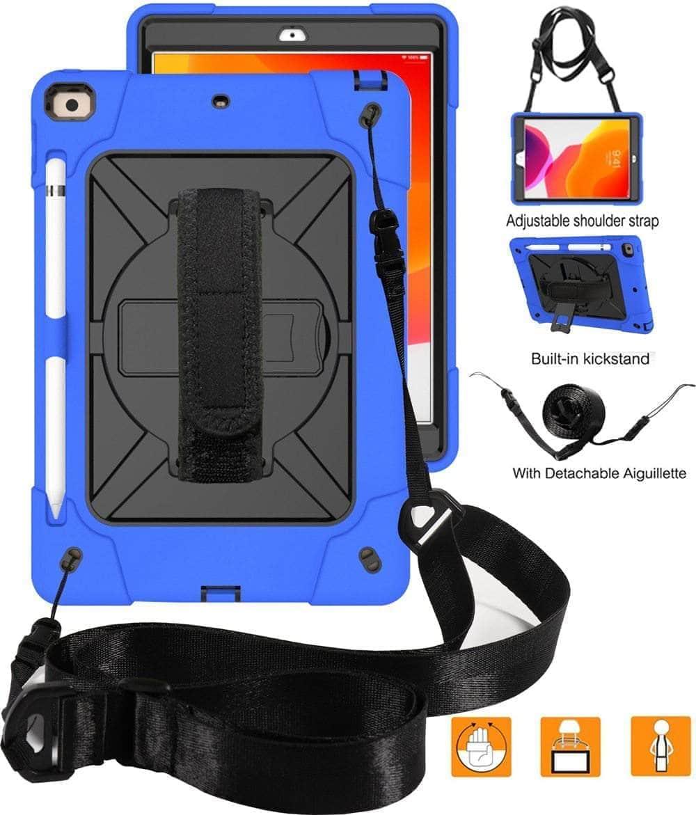 CaseBuddy Casebuddy Conelz iPad 10.2 2019/2020 (iPad 7/8) Heavy Duty Rugged Shockproof 360 Rotatable Kickstand Hand Strap Case