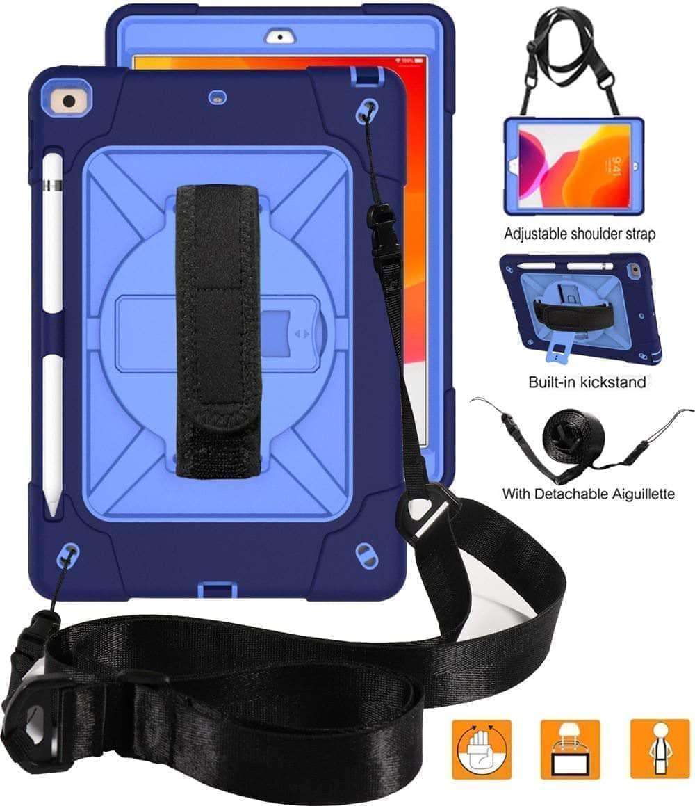 CaseBuddy Casebuddy Conelz iPad 10.2 2019/2020 (iPad 7/8) Heavy Duty Rugged Shockproof 360 Rotatable Kickstand Hand Strap Case