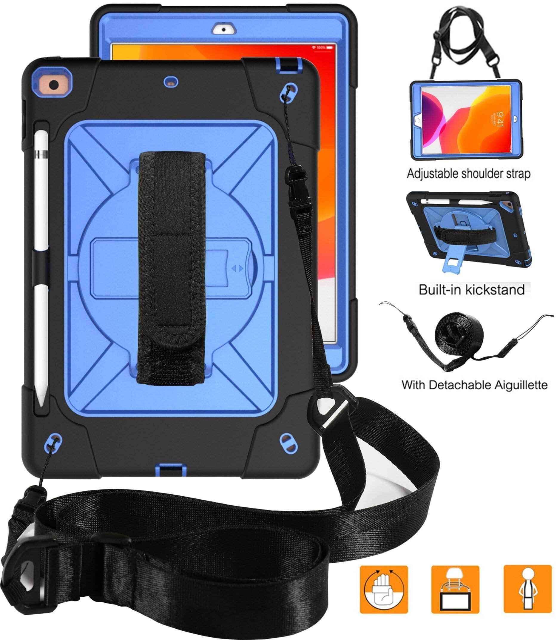 CaseBuddy Casebuddy Conelz iPad 10.2 2019/2020 (iPad 7/8) Heavy Duty Rugged Shockproof 360 Rotatable Kickstand Hand Strap Case