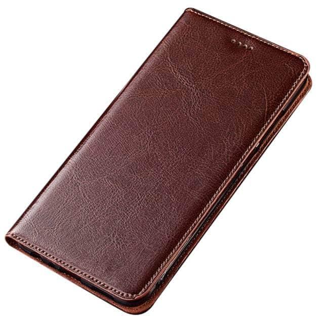 CaseBuddy Australia Casebuddy Galaxy S22 Ultra / Brown Crazy Horse Real Leather Magnetic S22 Ultra Case
