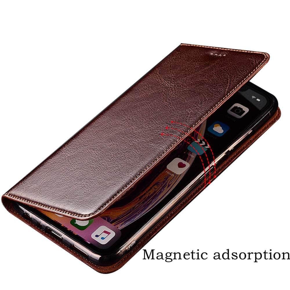 CaseBuddy Australia Casebuddy Crazy Horse Real Leather Magnetic S22 Ultra Case