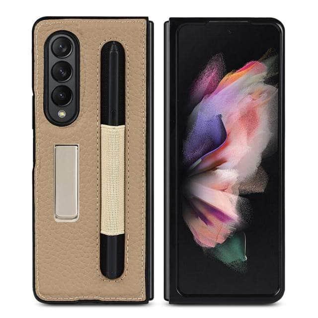 CaseBuddy Australia Casebuddy LZWZPZJBD Brown Deluxe Galaxy Z Fold 3 5G Wallet Fitted Case
