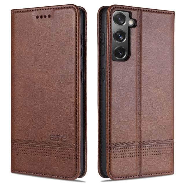 CaseBuddy Australia Casebuddy S22 Plus / YZSCX Brown Deluxe Magnetic Heat Adsorption S22 Plus Leather Case