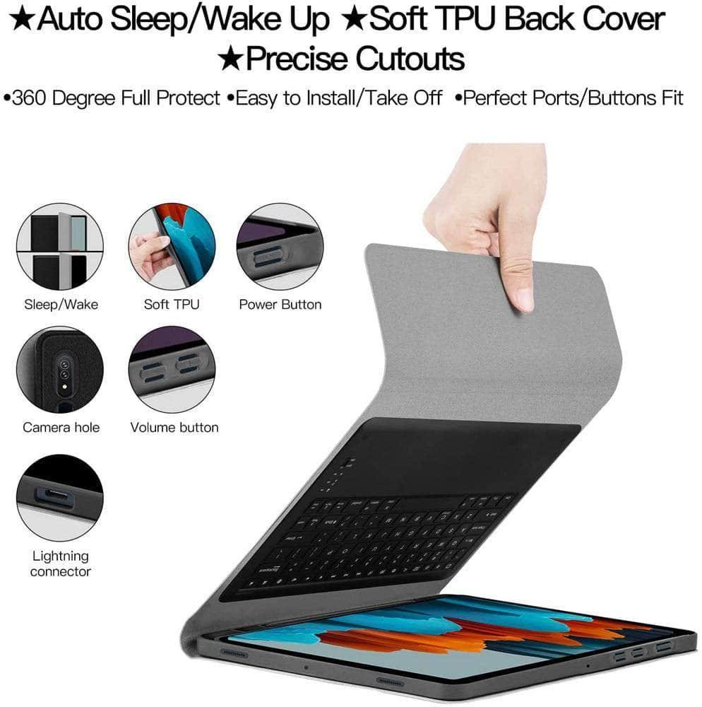 CaseBuddy Australia Casebuddy Detachable Wireless Bluetooth Keyboard Galaxy Tab S7 Lite 12.4 T730 T735 Silicone Case