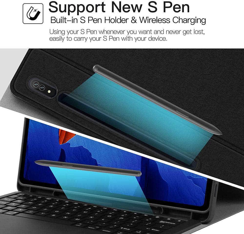 CaseBuddy Australia Casebuddy Detachable Wireless Bluetooth Keyboard Galaxy Tab S7 Lite 12.4 T730 T735 Silicone Case