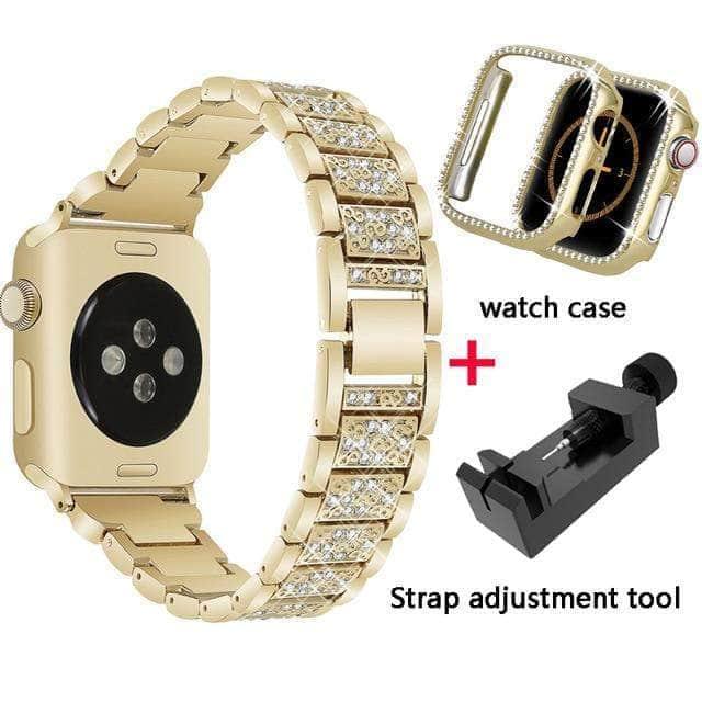 CaseBuddy Australia Casebuddy gold band and case / 38mm Diamond Band Apple Watch 6 5 4 3 SE 44/42/40/38 Stainless Steel