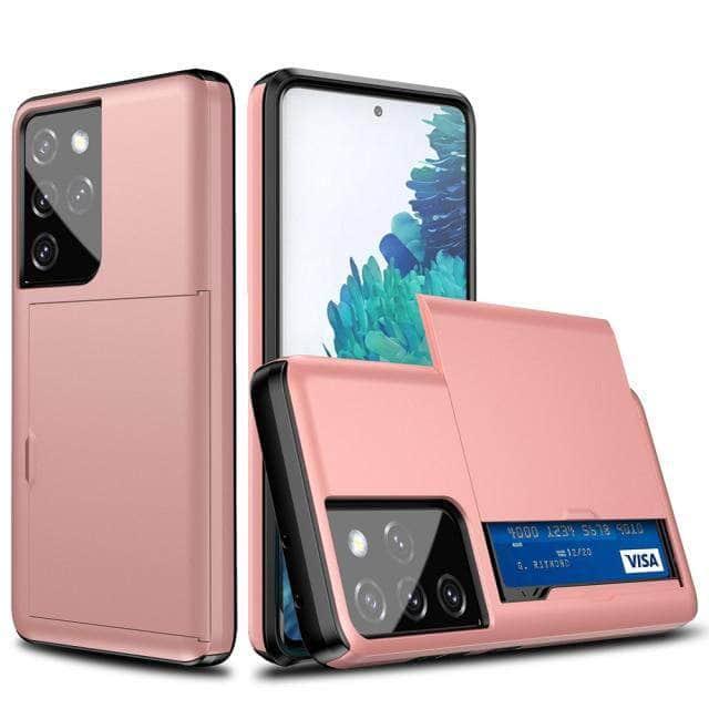 CaseBuddy Australia Casebuddy for Galaxy S21 / Rose gold Dual Layer Slide Card Slot Samsung Galaxy Protective Hard Case