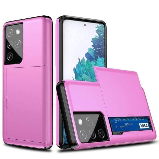 CaseBuddy Australia Casebuddy for Galaxy S21 Plus / Pink Dual Layer Slide Card Slot Samsung Galaxy Protective Hard Case