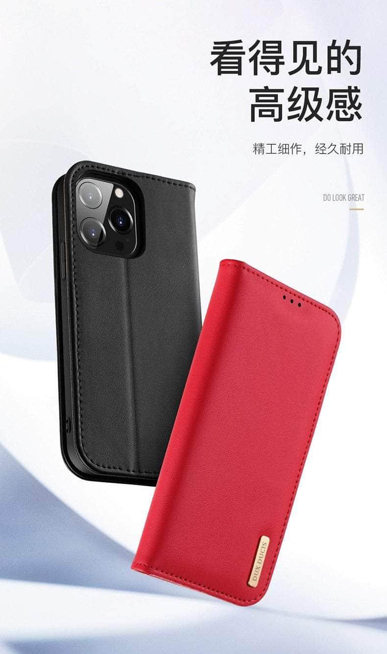 CaseBuddy Australia Casebuddy Dux Ducis Genuine Leather iPhone 13 Mini Wallet Case