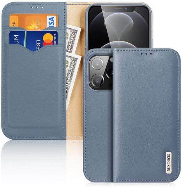 CaseBuddy Australia Casebuddy For Iphone 13 Pro / sky blue Dux Ducis Genuine Leather iPhone 13 Pro Wallet Case