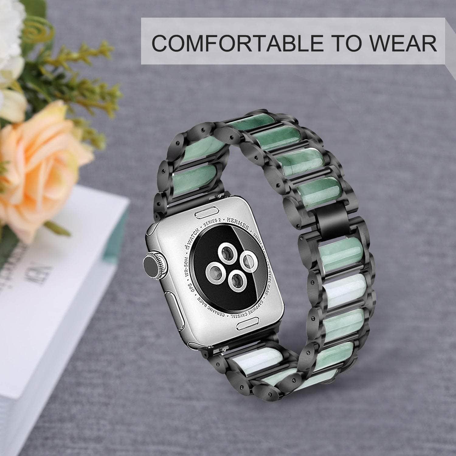 CaseBuddy Australia Casebuddy Emerald Bracelet Jade Apple Watch 6 5 4 3 SE 44/42/40/38 Wrist Strap