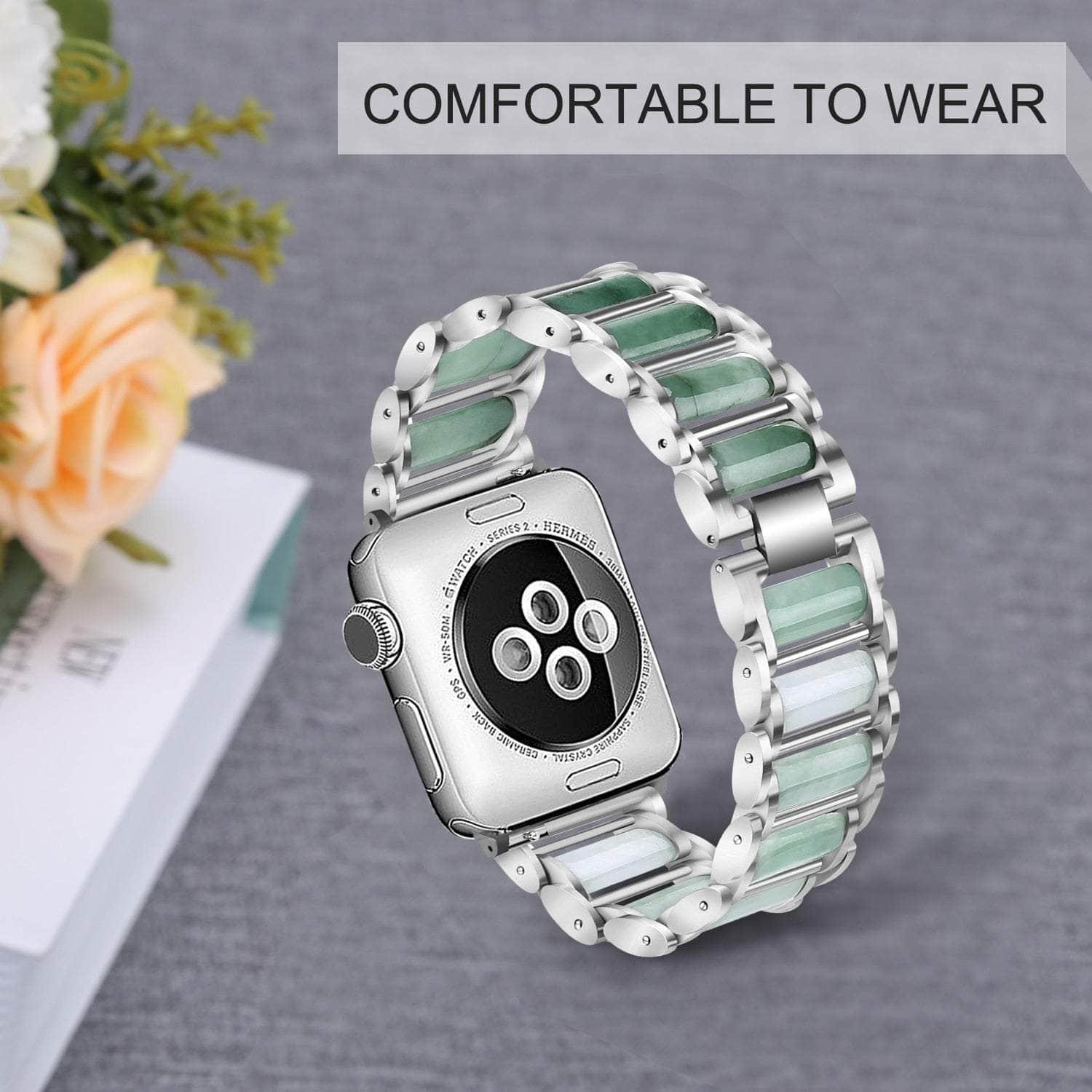 CaseBuddy Australia Casebuddy Emerald Bracelet Jade Apple Watch 6 5 4 3 SE 44/42/40/38 Wrist Strap