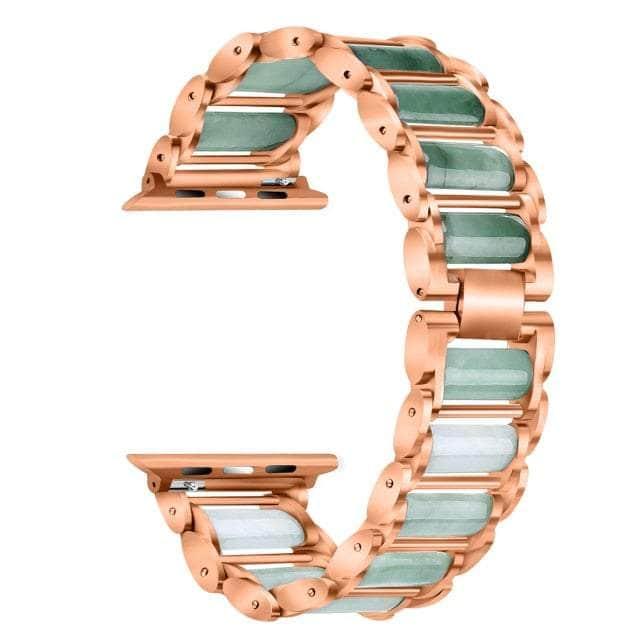 CaseBuddy Australia Casebuddy Rose gold / For 42mm 44mm 45mm Emerald Bracelet Jade Apple Watch 6 5 4 3 SE 44/42/40/38 Wrist Strap