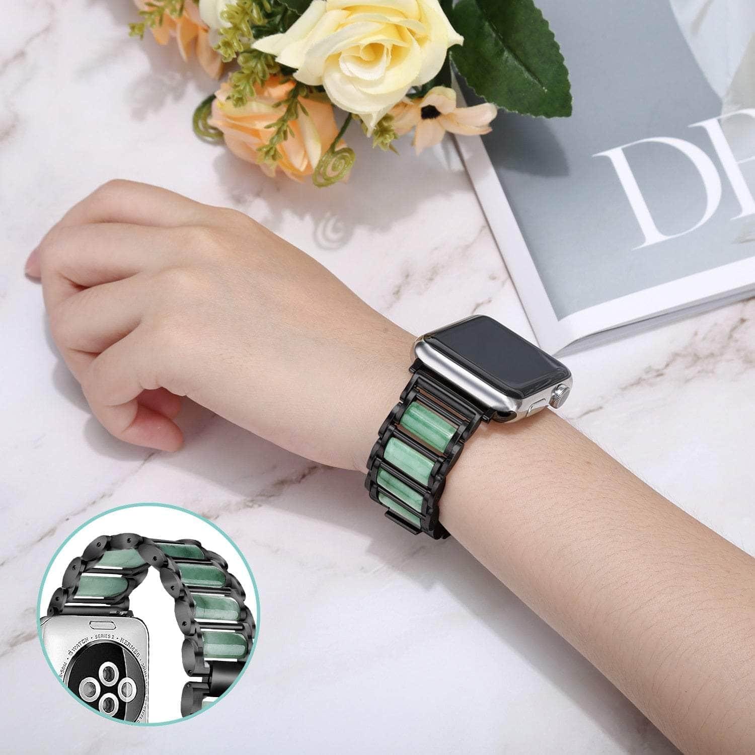 CaseBuddy Australia Casebuddy Emerald Bracelet Jade Apple Watch 6 5 4 3 SE 44/42/40/38 Wrist Strap