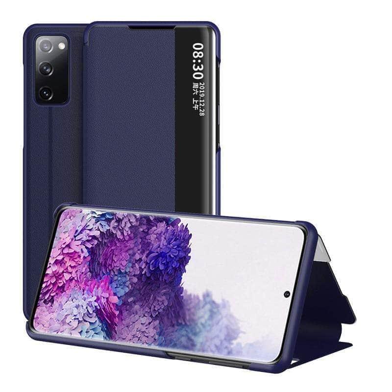 CaseBuddy Australia Casebuddy Blue / Samsung S20 FE Galaxy S20 FE Lite Side Smart Window View Leather Case