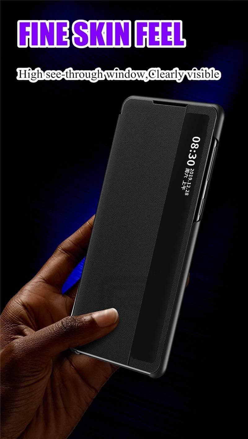 Galaxy S20 Note 20 Ultra Case Leather Smart View Window Flip Stand - CaseBuddy