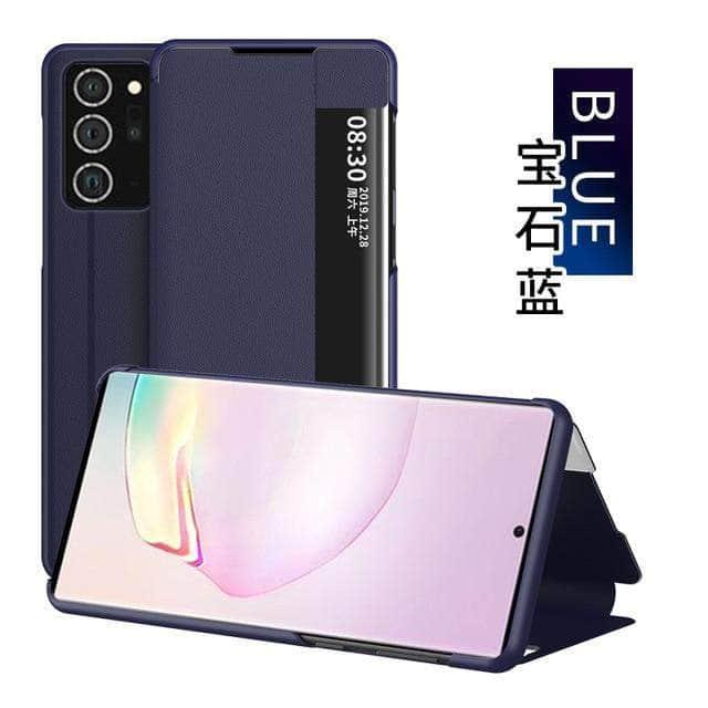 Galaxy S20 Note 20 Ultra Case Leather Smart View Window Flip Stand - CaseBuddy