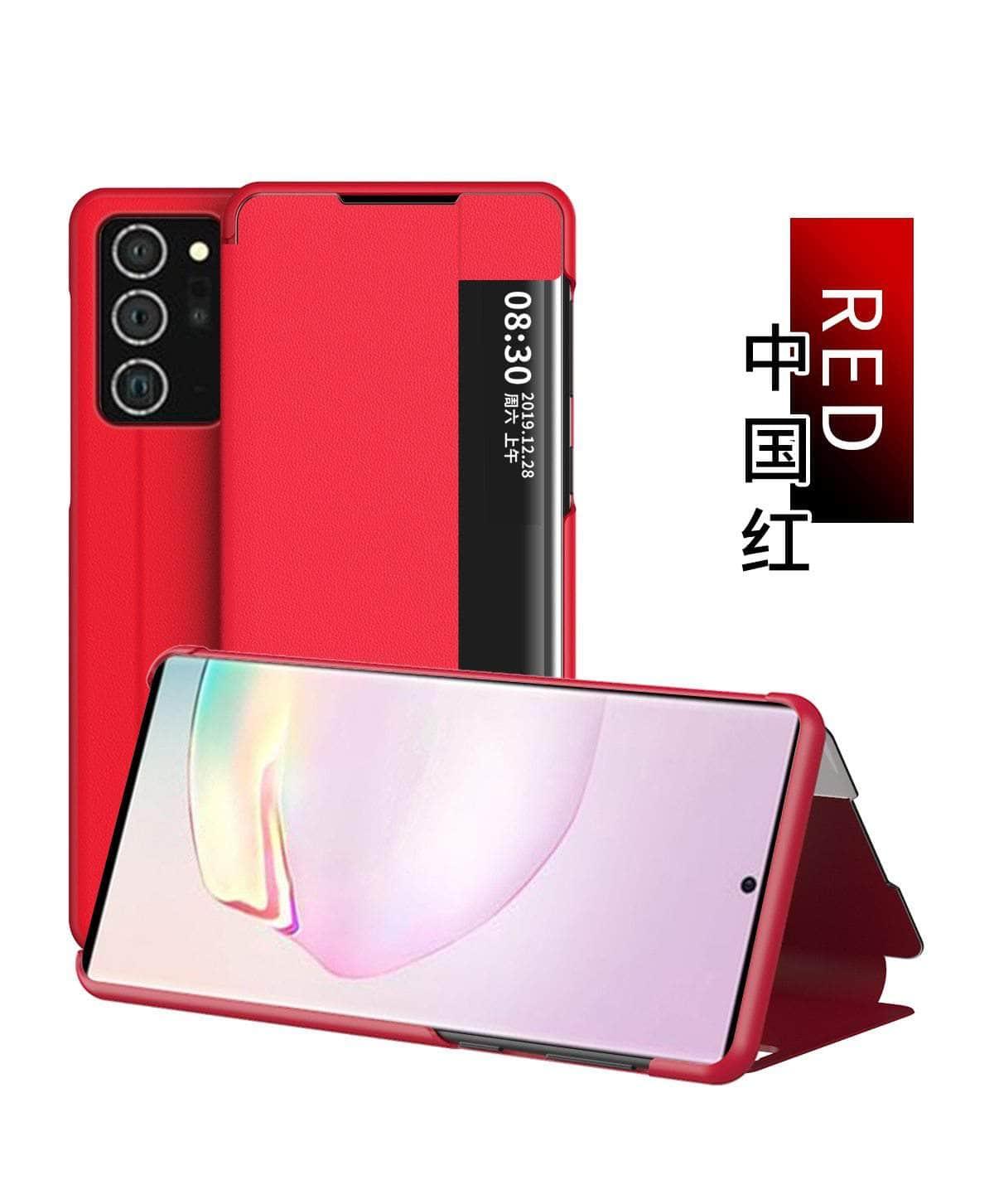 Galaxy S20 Note 20 Ultra Case Leather Smart View Window Flip Stand - CaseBuddy