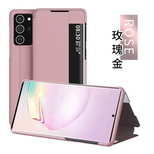 Galaxy S20 Note 20 Ultra Case Leather Smart View Window Flip Stand - CaseBuddy