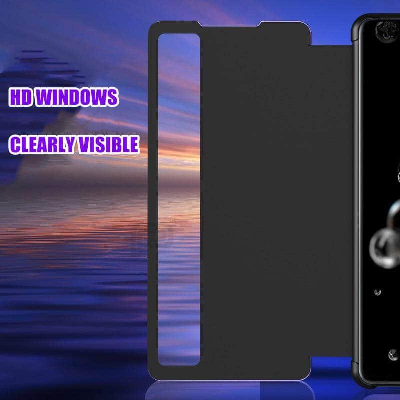 Galaxy S20 Note 20 Ultra Case Leather Smart View Window Flip Stand - CaseBuddy