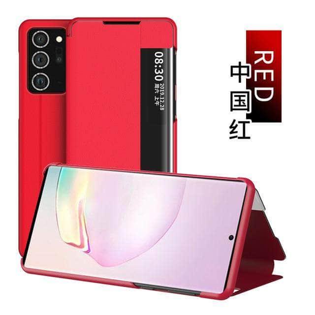 Galaxy S20 Note 20 Ultra Case Leather Smart View Window Flip Stand - CaseBuddy
