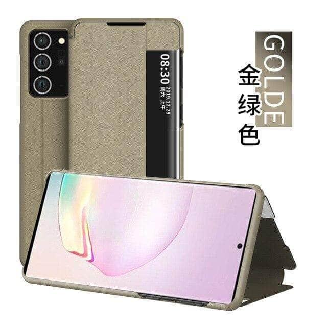 Galaxy S20 Note 20 Ultra Case Leather Smart View Window Flip Stand - CaseBuddy