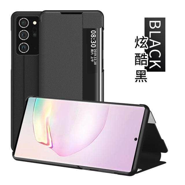Galaxy S20 Note 20 Ultra Case Leather Smart View Window Flip Stand - CaseBuddy